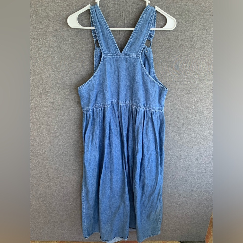Vintage Westbound Denim Jumper Dress Front Pockets Christmas Santa Size Medium P - Picture 6 of 6